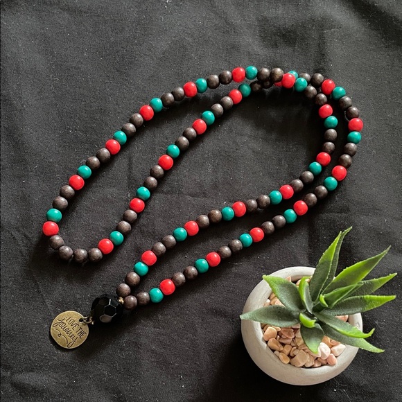 Handmade Jewelry - Hand assembled beaded necklace love the journey
